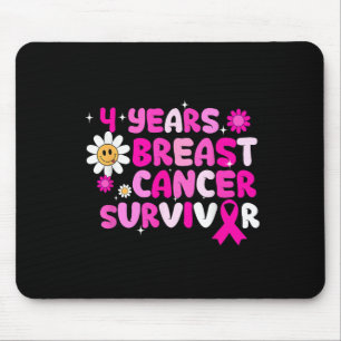 Cute Retro Groovy 4 Years Breast Cancer Survivor P Mouse Mat