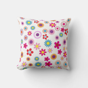 Cute Retro Groovy Daisy Colourful Flower Pattern  Cushion