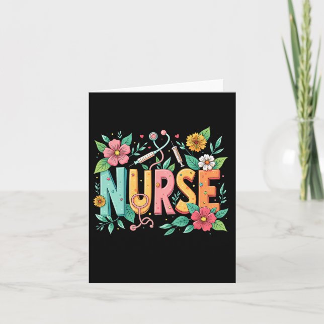 Cute Retro Groovy Nurse Flower Nursing 0ct9jl  Card (Front)