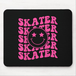 Cute Retro Groovy Skateboarding Lover Skater Girl Mouse Mat