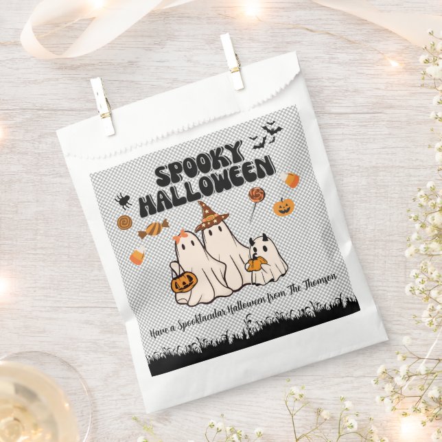 Cute Retro Groovy Spooky Ghost Favour Bags (Clipped)