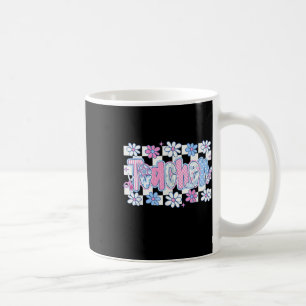 Cute Retro Groovy Teacher Flowers Back To School W Coffee Mug