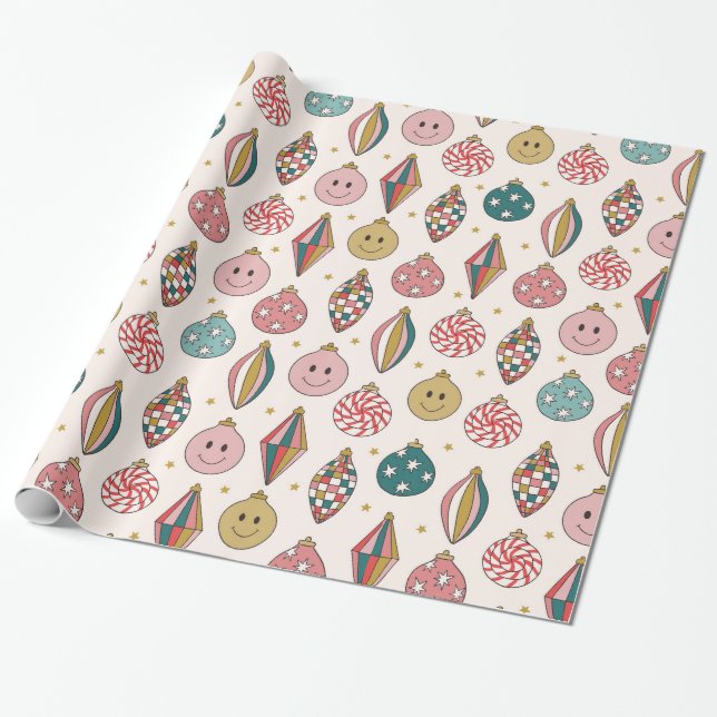 Cute Retro Groovy Wrapping Paper (Unrolled)