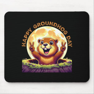 Cute Retro Groundhog Day 2025 Funny Animal Holiday Mouse Mat