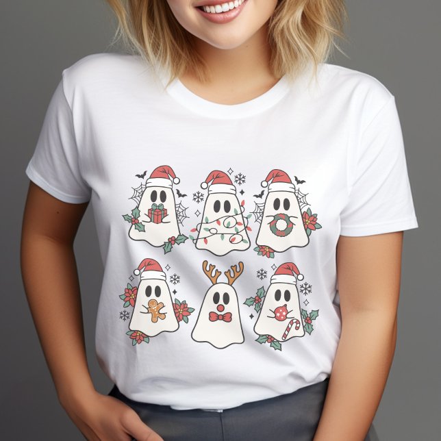 Cute Retro Halloween and Christmas Ghosts T-Shirt (Creator Uploaded)