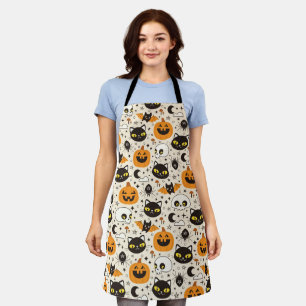 Cute Retro Halloween Pattern Apron