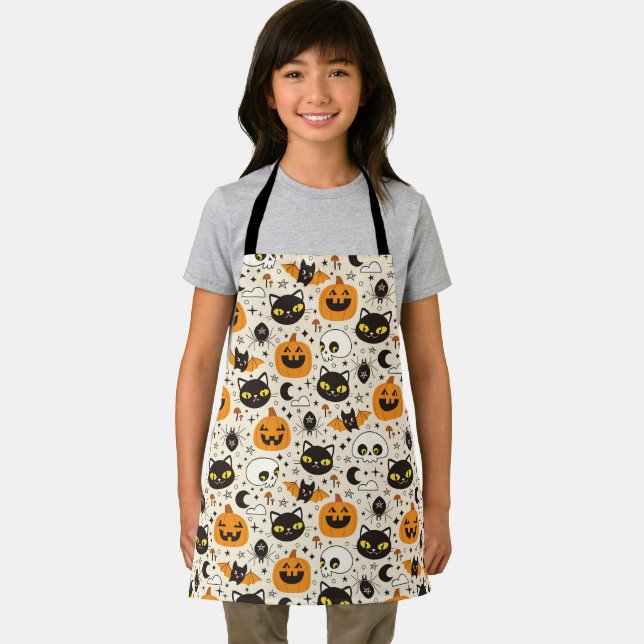 Cute Retro Halloween Pattern Apron (Insitu)
