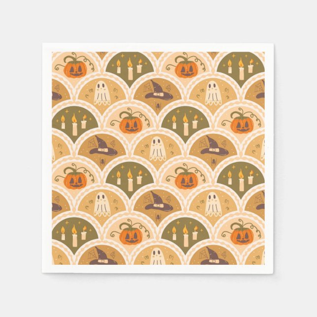 Cute Retro Halloween Pattern Napkins (Front)