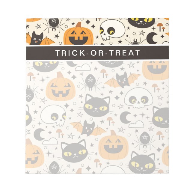 Cute Retro Halloween Pattern Notepad (Front)