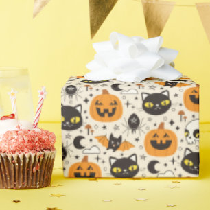 Cute Retro Halloween Pattern Wrapping Paper
