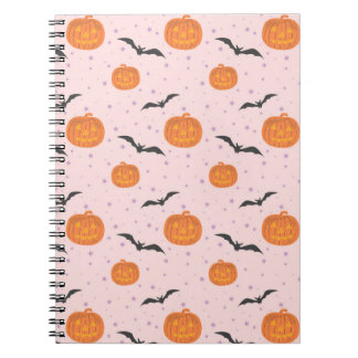 Cute Retro Halloween Pumpkins and Bats Notebook