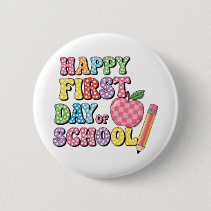 Cute Retro Happy First Day of School Kids 6 Cm Round Badge