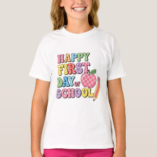 Cute Retro Happy First Day of School Kids T-Shirt