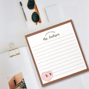 Cute Retro Heart Back To School Brown Notepad