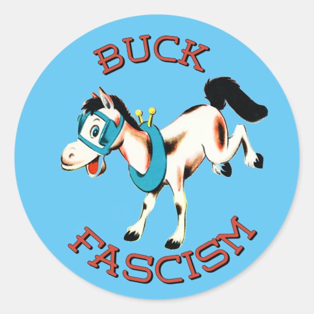 Cute Retro Horse - Buck Fascism Classic Round Sticker (Front)