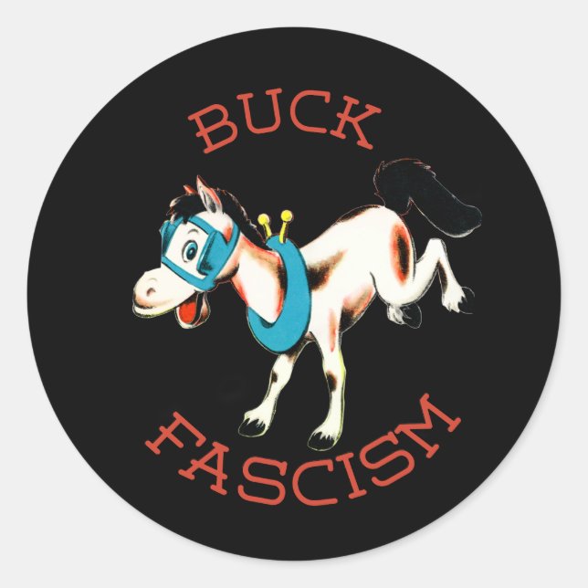 Cute Retro Horse - Buck Fascism Classic Round Sticker (Front)