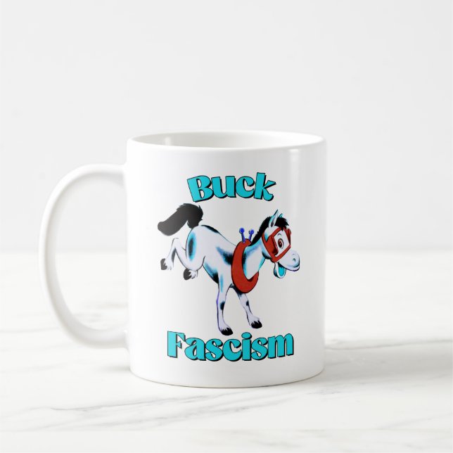 Cute Retro Horse - Buck Fascism Coffee Mug (Left)