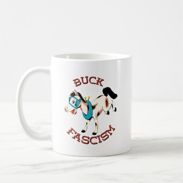 Cute Retro Horse - Buck Fascism Coffee Mug (Left)