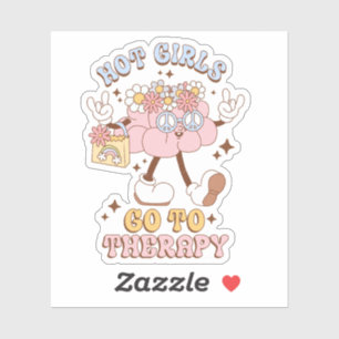 Cute Retro Hot Girls Go To Therapy Vinyl Sticker