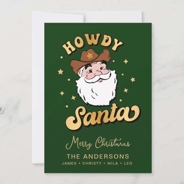 Cute Retro Howdy Santa Cowboy Texas Christmas Invi Invitation (Front)