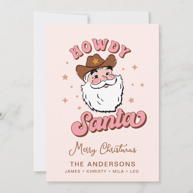 Cute Retro Howdy Santa Cowboy Texas Christmas Invitation (Front)