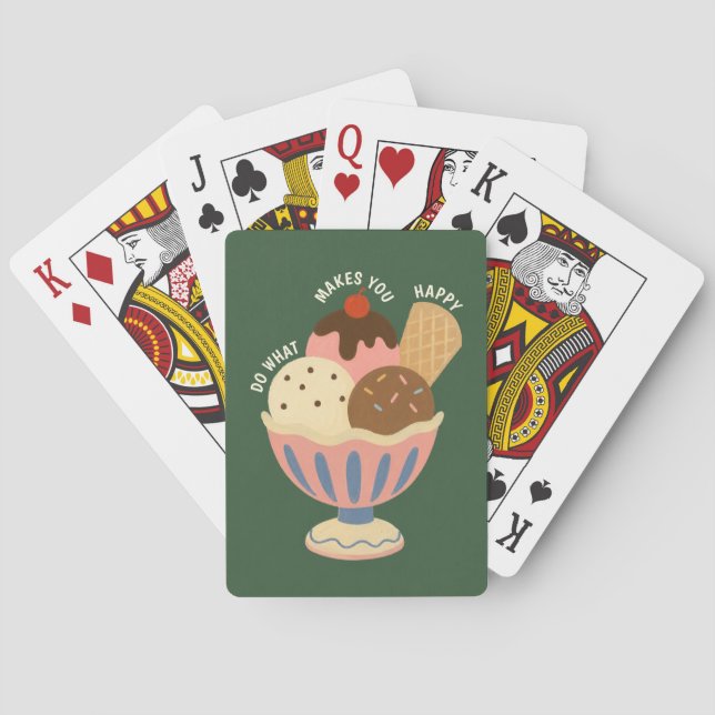 Cute Retro Ice Cream Sundae Playing Cards (Back)