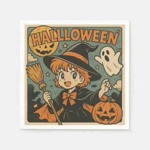 Cute retro Japanese cartoon Halloween Napkin