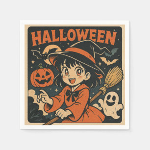 Cute retro Japanese cartoon Halloween Napkin