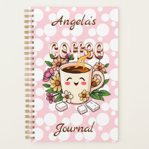Cute Retro Kawaii Coffee and Flowers Personalised Planner
