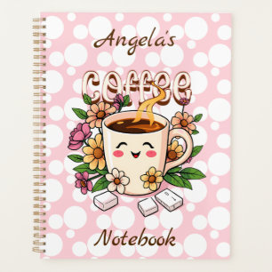 Cute Retro Kawaii Coffee and Flowers Personalised Planner