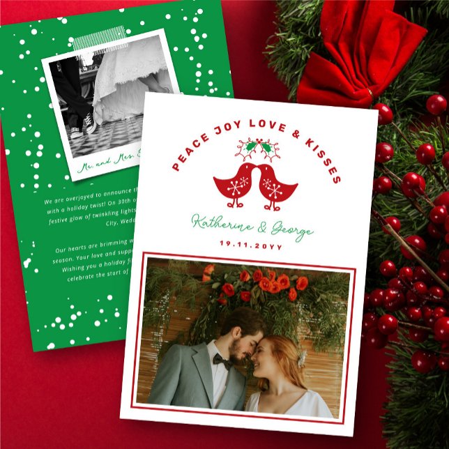 Cute Retro Kissing Chicks Peace Joy Love Kisses Holiday Card (Creator Uploaded)