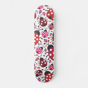 Cute retro ladybug pattern design skateboard
