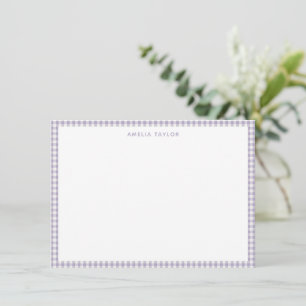Cute Retro Lavender Gingham Plaid Personalised Card