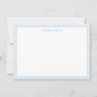 Cute Retro Light Blue Gingham Plaid Personalised