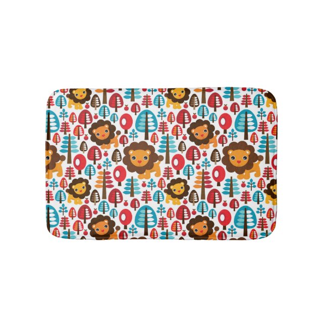 cute retro Lion kids illustration Bath Mat (Front)