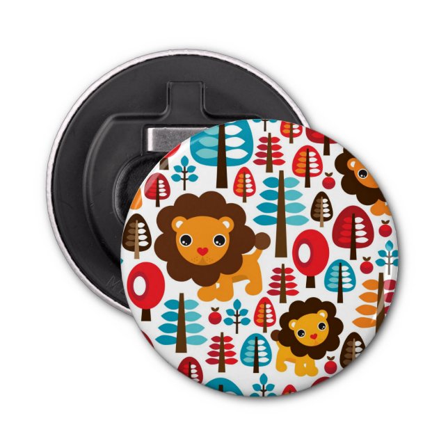 cute retro Lion kids illustration Bottle Opener (Front)