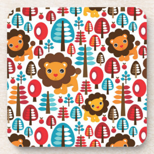cute retro Lion kids illustration Coaster