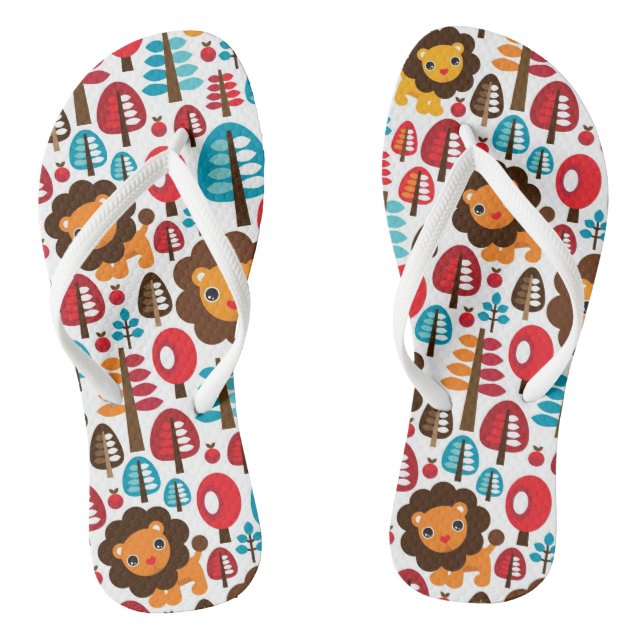 cute retro Lion kids illustration Flip Flops (Footbed)