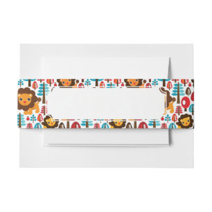 cute retro Lion kids illustration Invitation Belly Band