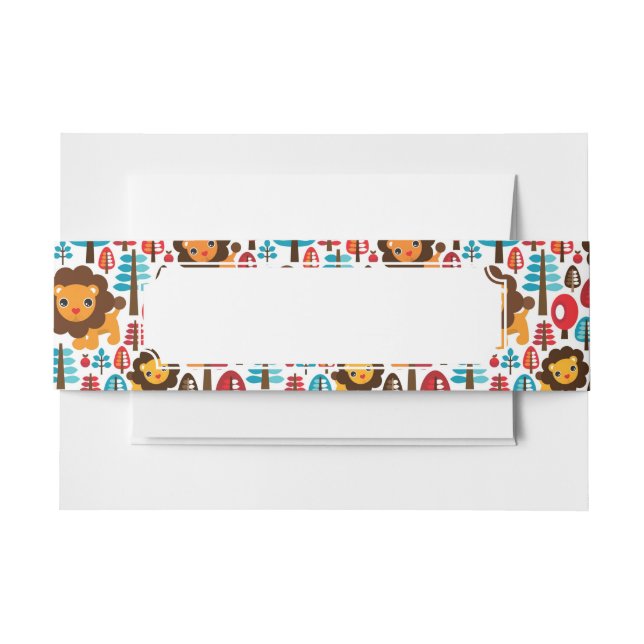 cute retro Lion kids illustration Invitation Belly Band (Front Example)