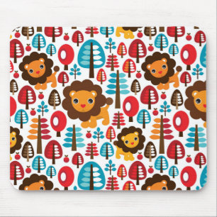 cute retro Lion kids illustration Mouse Mat