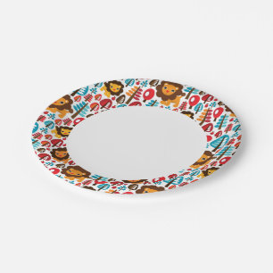 cute retro Lion kids illustration Paper Plate
