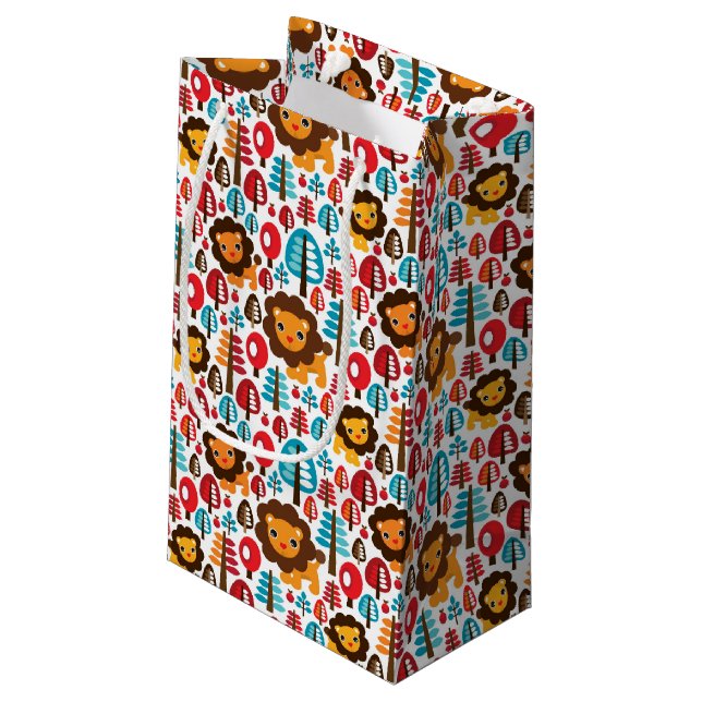 cute retro Lion kids illustration Small Gift Bag (Back Angled)