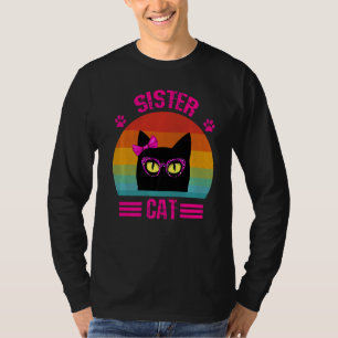 Cute Retro Little Sister Cat With Pink Leopard Gla T-Shirt