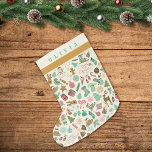 Cute Retro Look Doodles Large Christmas Stocking<br><div class="desc">Add a touch of whimsical nostalgia this holiday season with a Christmas Stocking showcasing a festive blend of charming doodles in mint green and pink. This stocking isn't just a holiday accessory; it's a trip down memory lane, evoking the playful spirit of the 1950's with adorable snowmen, reindeer, and gingerbread...</div>