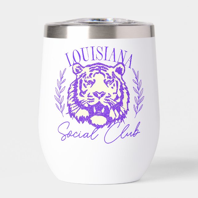 Cute Retro Louisiana Social Club Wine Tumbler  (Front)