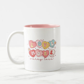Cute Retro Love More, Worry Less Coffee Mug