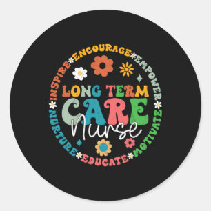 Cute Retro Ltc Nurse Long Term Care Nurse Apprecia Classic Round Sticker