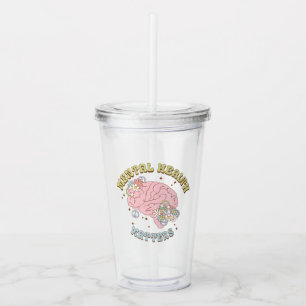 Cute Retro Mental Health Matters Acrylic Tumbler