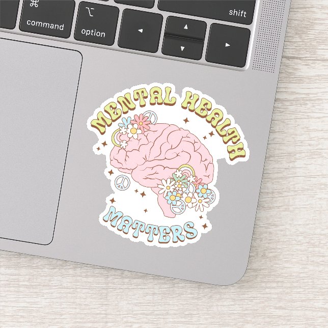 Cute Retro Mental Health Matters Floral Vinyl (Detail)
